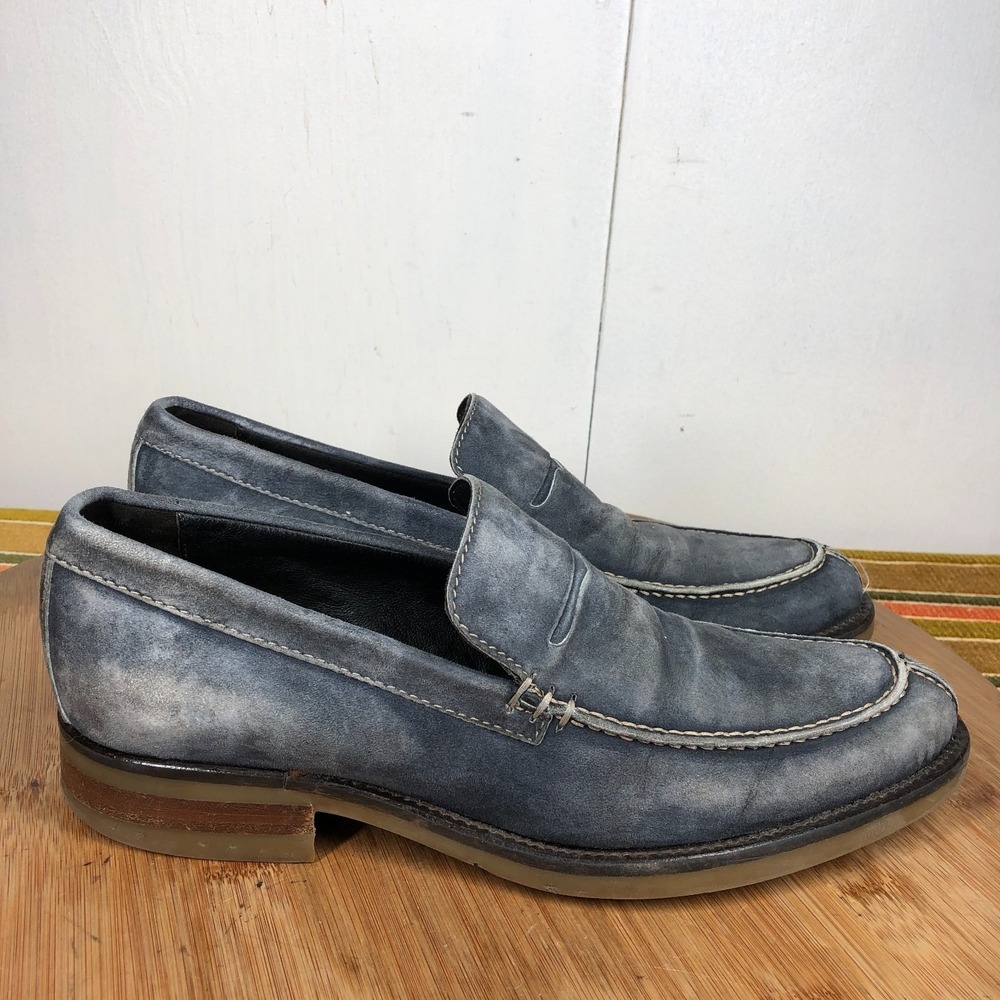 Donald Pliner size Mens 7 shoes Blue Leather Penny Classic Dress loafers